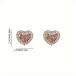 Pink Crystal Heart Stud Earrings Sparkling Rhinestone Valentine Jewelry NWT Photo 2