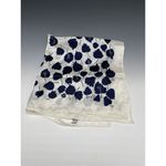 Echo‎ Handkerchief Head Scarf Leaves Hankie Leaf White Blue Azlon Silk 26128 Photo 1