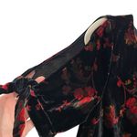 Loft NWT  Velvet Floral Shift Mini Dress Size MEDIUM Open Tie / Cold Shoulder Photo 3