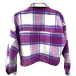 SO  Cropped Plaid Jacket XL Pink Purple Oversized Cabin core Ski Resort Cozy Cute Photo 1