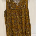 Pleione 🤯4/$15  Floral Tank Top Ruffle Sleeveless Casual Blouse Mustard Yellow M Photo 0