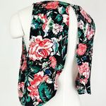 Forever 21 NWOT Open Back Botanical Crop Top in Black | Size S Photo 0
