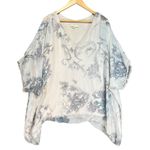 Ambra Italy Floral Print Silk Blend Top Oversized Kaftan Blouse Size L White Size L Photo 1
