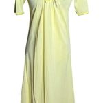 Vintage Nylon Nightgown Ruffled Collar Small Yellow Floral Embroidery Maxi Photo 0