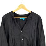Fresh Produce  Black Pleated Button Front Tunic Top Roll Sleeves Cotton XL XXL Photo 1