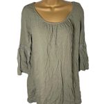 Aerie Peasant Mini Dress Boho Bell Sleeve Lace Trim Olive M Photo 0