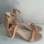 Stuart Weitzman  Nearly nude Sandal Block Heel Strappy Heels Like New‎ Size 12 Photo 3
