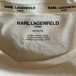 Karl Lagerfeld  Paris Eiffel Tower Tee Pearl Bow White Stretch Shirt M Photo 5