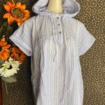 Doe & Rae ✅3/$30✅ NWT White/Blue Stripe Short Sleeved Cotton Hooded Top | SMALL | Photo 5