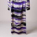 Silk Maison Maxi Dress Medium Purple Black Abstract Print Long Sleeve Cutout Purple Photo 8