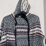 Monteau  Open Front Hoodie Cardigan Sweater Womens M Multicolor Aztec Duster Long Photo 2