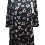 Heathmoor Floral Print Dress Women's Size L Navy White Red Casual Blue Size L Photo 0