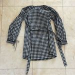 Cotton Bleu Black/White Gingham Dress Sz Small Black Photo 4