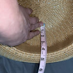 Women Tan Sun Hat Shimmer Pineapple Fedora One Size Wide Brim Beach Resort EUC Photo 7