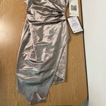 Emerald Sundae B40 New Womens  Elegant Silver Satiny Silky Lined Dress size Small Photo 2