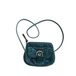 B Makowsky  Turquoise Buckle Croc Embossed Leather Crossbody bag Photo 7