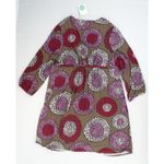 New Boden US 14 Maroon Beaded Scoop Neck Floral Print Viscose Empire Waist Dress Red Photo 3