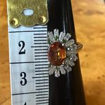 Natural Orange Garnet Chrome Diopside Sterling Silver Cocktail Ring Size 6 Photo 3