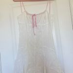Lucy in the Sky Pink Strap Eyelet Dress in White Photo 1