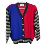 Ami Knits cardigan vintage varsity colorblock sweater 18 academia made in USA Red Photo 0