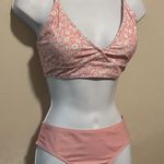 SheIn Pink & White Poppy Floral Two Piece Bikini Size Small Photo 1