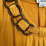 Vintage‎ Chaus women’s wood ring decorated scoop neck loose blouse medium Yellow Photo 2