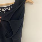 Black Sheer Cutout Back Short Sleeve Open Shoulder Top Size S Photo 2