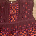 Free People  Maroon all of your feelings embroidered top XS Photo 4