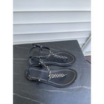 Audrey Brooke Audrey Brook women’s flat leather woven thong sandals braided black Sz 7 Photo 4