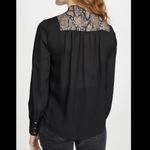 frame denim FRAME Black Colorblock Tan Snake Printed 100% Silk Blouse Button Front Size S Photo 3