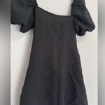 H&M  Black Mini Dress. Women’s Size XS. Belle Sleeves, Square Neckline. Raw Hem Photo 4