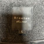 Braetan WOOL BLEND Women Large Charcoal Grey Double Breasted Hooded Pea Coat Gray Photo 4