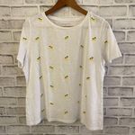 Talbots Women’s white with embroidered lemons 100% cotton SS t-shirt, LP Photo 0