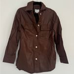 Bershka  Faux Leather Burgundy Shirt Photo 0