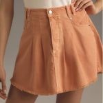 Anthropologie  Pilcro Pleated Micro Denim Skirt Orange Size 8 NEW Photo 2