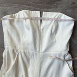 NEW Dessy Collection STRAPLESS NOTCH CREPE JUMPSUIT WITH POCKETS IN IVORY White Size 14 Photo 8