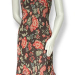 Jones New York  Bias Cut Dress Silk Floral ALTERED V-Neck Women Flirty Brown Pink Photo 0