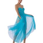 Lee Sau  Carrie Tulle Dress Blue Size 2 Sleeveless Midi Party/Cocktail Formal Photo 2