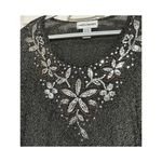 Cathy Daniels  Women's Gray Gold Sparkles Sequin Beads Long Sleeve Blouse Size 2X Photo 2