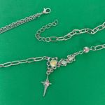 Moonstone Star Pendant Necklace for Men Women Streetwear Hip Hop Unisex Necklace Silver Photo 2