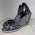 Coach Vintage Tawney Wedge Espadrilles Platform Y2K Sandals Monogram Blue Denim Photo 2