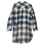 Plaid Button Down Shirt Size Small Tunic Distressed Crochet Lace brown black Photo 2