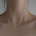 Flash Diamond Heartbeat Necklace Niche Design Simple Elegant Gold Photo 0