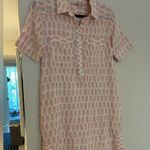 Faherty Taj Dress Women XSmall Linen Floral Shirt Collar Button Pockets White Size XS Photo 1