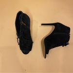 Saks 5th Avenue Saks Fifth Avenue Florelle Black Suede Open Toe Lace Up Bootie Heels Size 6 Photo 1