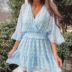 TCEC Katie Dress Boutique Blue Romper Bell Sleeves Womens Size Medium Mini Dress Photo 1