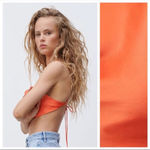 ZARA  ORANGE SATIN TIE BACK CROPPED BLOUSE Photo 1