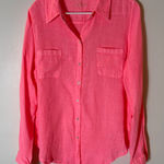 Lilly Pulitzer  Sea View Linen Button Down Shirt in Pink Size Medium Photo 0