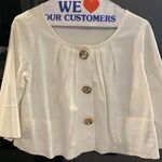 Vintage Shin Choi Swing Jacket Short Size Small White 3/4 sleeve Gold Button Photo 0