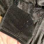 Trixxi Black Rainbow Glitter Sparkly Pinstripe Velvet Long Sleeve Mini Dress, L Photo 4